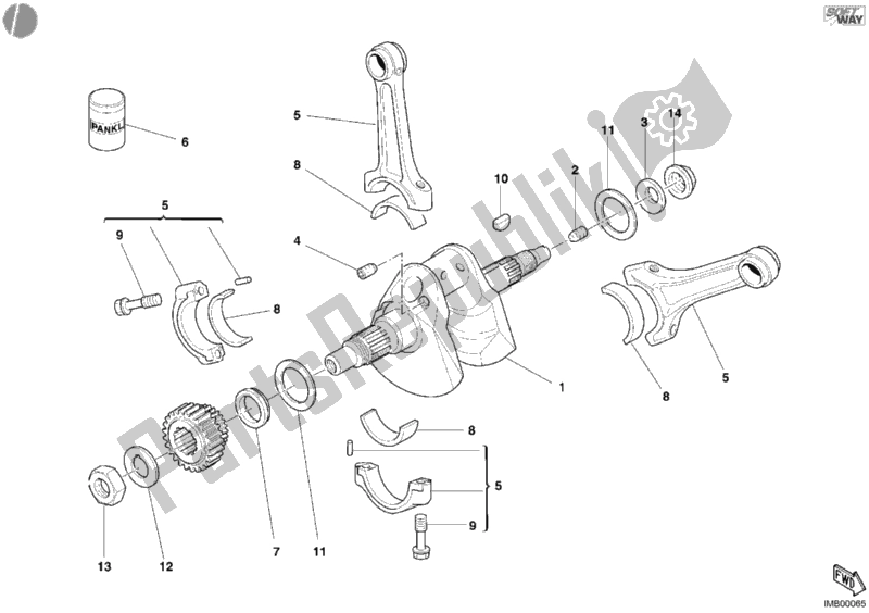 Todas as partes de Virabrequim do Ducati Superbike 749 R USA 2006
